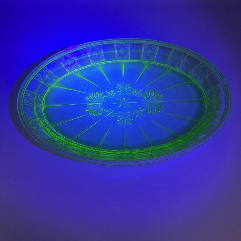 Jeanette Doric Green Depression Uranium Glass 12
